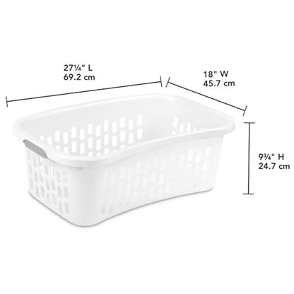 Sterilite HipHold Laundry Basket, Plastic Rectangle Clothes Hamper, 6 Pack - color: White, size: 1.5 Bushel (6 Pack)