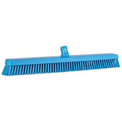 Vikan 31953 24" Heavy-Duty Push Broom, Soft/Stiff, Blue - color: Blue