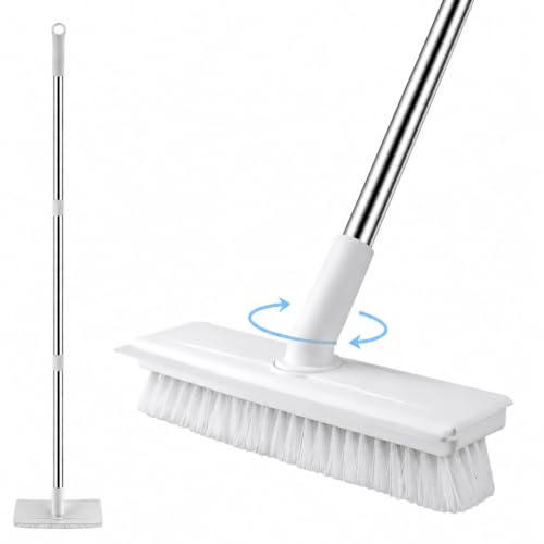 Floor Scrub Brush with 51-Inch Long Handle, 2 in 1 Floor Scrubber