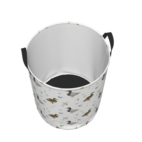 Laundry Basket Cute Mallard Duck Room Decor,Round Laundry Hamper Waterproof Dirty Clothes Hamper Collapsible Laundry Baskets With Handles,Toy/Clothes Storage Basket For Home Dorm Bathroom Decor - color: Cute Mallard Duck