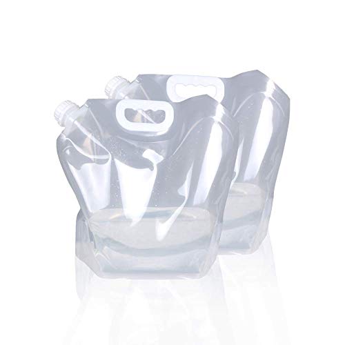 Soddeph Collapsible Water Container Bag, BPA Free Food Grade Clear Plastic Storage Jug for Sport Camping Riding Mountaineer,Freezable, Food Grade (2-pack-2.6 Gal) - style: 2-pack-2.6 Gal