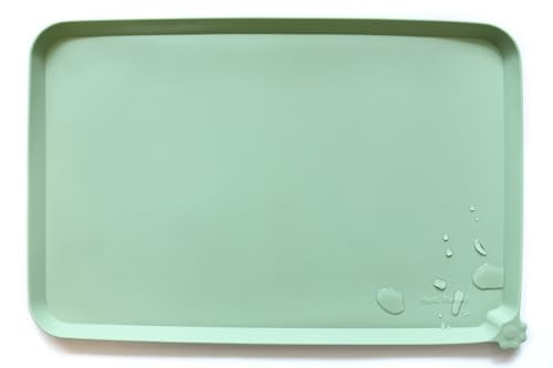 Hoki Found Silicone Non Slip Pet Food Mats - Bowl Placemat for Dogs Cats - Waterproof for Carpet - Jade - color: Jade, size: 19" x 12"