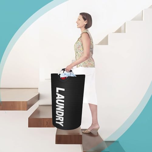 Vivicreate 115L Large Laundry Basket, Tall Collapsible Laundry Hamper with Aluminum Handles, Foldable Freestanding Clothes Storage Bin for Bedroom, Dorm, Bathroom (BLACK) - color: BLACK
