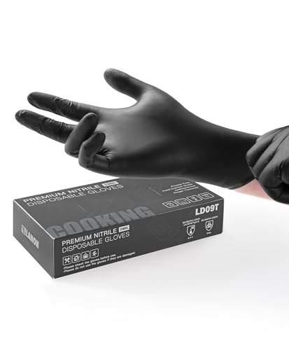 LANON Black Food Safe Disposable Nitrile Gloves,Cooking Gloves,Medium - color: Phantom Black, size: Medium (Pack of 100)