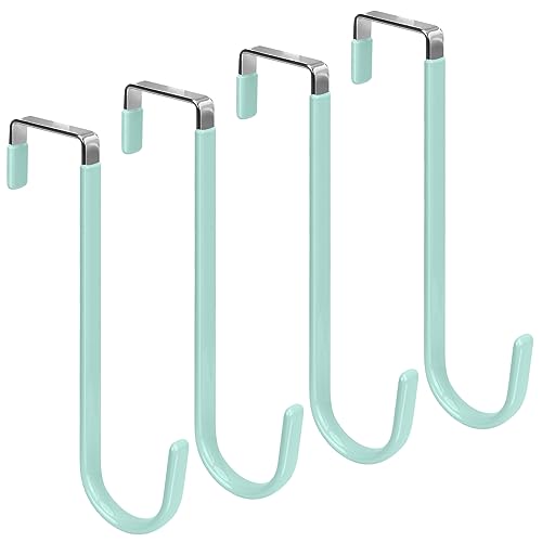 FYY Over the Door Hooks, Single-Hanger 4 Pack, Fits Doors 1.6" Green - color: A Light Green, size: Long, style: 4 Pack