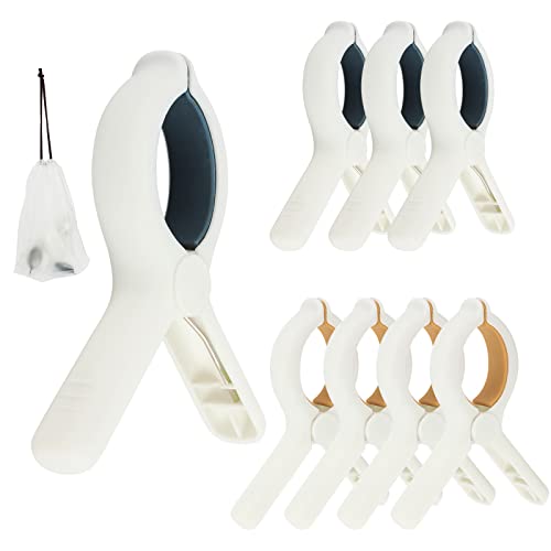 Large Beach Towel Clips for Beach Chairs, 8 Pack Non-Slip Pool Chair Clips - color: Blue+khaki, size: 10×8×1.8cm