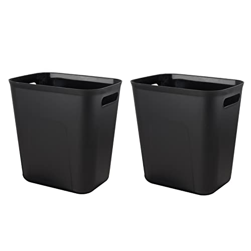 Plastic Small Bathroom Trash Can Wastebasket, 3.5 Gallon, Black, 2 Pack - color: Black, size: 3.5 Gallon/2 Pack