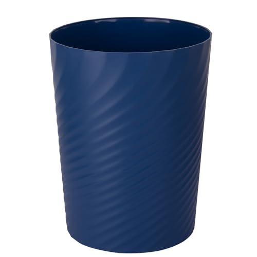 UUJOLY Plastic Small Bathroom Trash Can Wastebasket Garbage Can, Navy Blue - color: Navy Blue, size: 1.8 Gallon/1 Pack