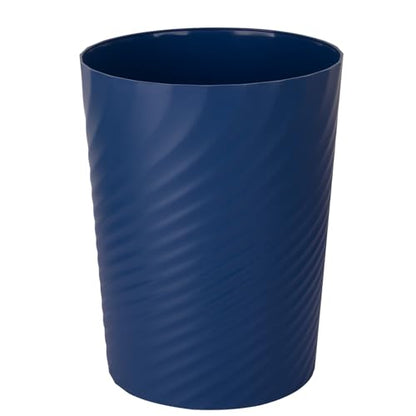 UUJOLY Plastic Small Bathroom Trash Can Wastebasket Garbage Can, Navy Blue - color: Navy Blue, size: 1.8 Gallon/1 Pack