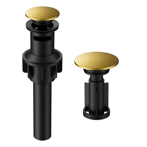 Bathroom Sink Drain with Overflow with Hair Catcher Anti-Clog Sink Strainer - color: Brushed Gold