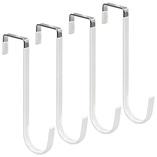 FYY Over the Door Hooks, Single-Hanger 4 Pack, Fits Doors 1.6" White - color: A White, size: Long, style: 4 Pack