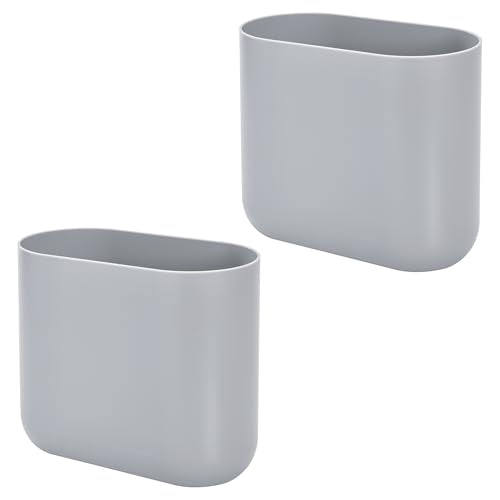 iDesign Small Slim Plastic Bathroom Trash Can, 2-Pack, Gray - color: Gray, style: Pack of 2
