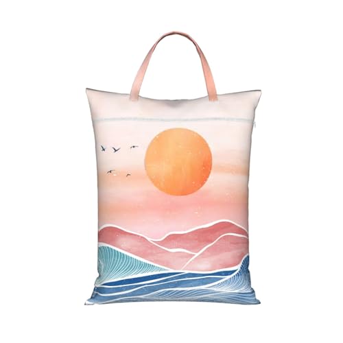 Landscape Travel Laundry Bags Cloth Diaper Wet Bags Handle Washable Dirty Clothes Bags Wet Dry Bag Suitcase Gym Swimming Pool College Dorm Wet Bag - color: 1 PC25, size: One Size