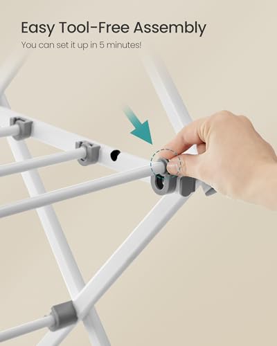 SONGMICS Foldable Clothes Drying Rack, 36.6 x 14.6 x 53.2 Inches - color: White, size: 36.6" W