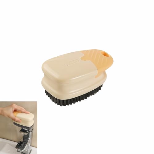 Ergonomic Clothes Soft Bristle Laundry Brush, Milk Yellow, ABS+PBT Material, Hanging Design, Portable Hand-Held Cleaning Tool with Comfortable Grip for Garments, Shoes, Household (Cream Yellow, L) - color: Cream Yellow, size: Large