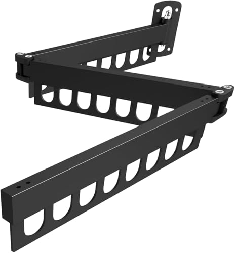 Clothes Drying Rack,Carbon Steel Collapsible Laundry Drying Rack Wall Mounted,Clothes Hanger Rack with Hooks for Drying Clothes(Black) - color: Black
