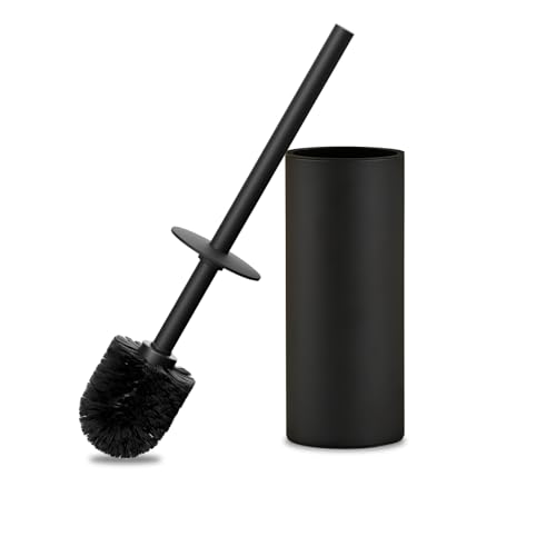 304 Stainless Steel Toilet Bowl Cleaner Brush and Holder Set - color: H-black