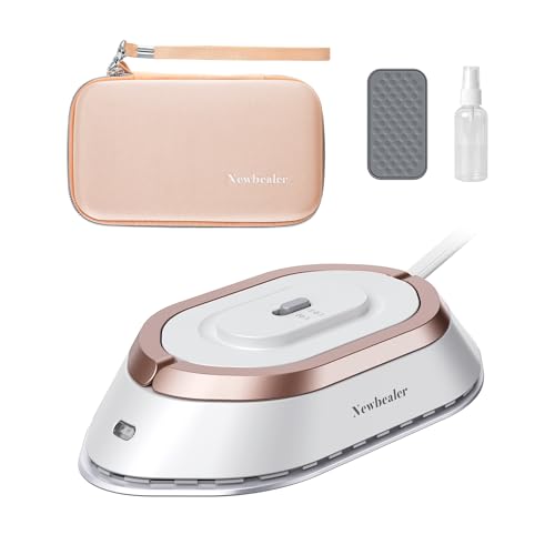 Newbealer Travel Iron Set, 100-240V Mini Dry Iron for Clothes (No Steam) - color: Gold with Hard Case