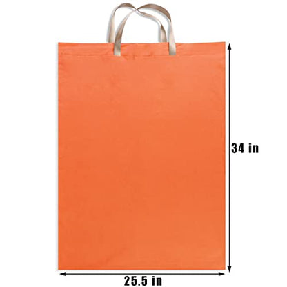 LOLOMLO Extra Large Canvas Laundry Bags with Handles & Drawstring Closure, Heavy Duty Tears Resistant Clothes Storage Travel Bags,25.5"x34",Orange - color: Orange