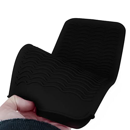 Silicone Heat Resistant Mat Pouch for Hair Straightener,Curling Iron, Black - color: Black, size: 2 Pack
