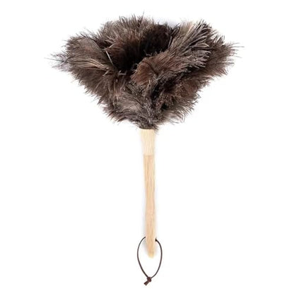 YF-ANEN Dust Artifact Ostrich Feather Duster, Natural Ostrich Feather with Wooden Handle and Eco-Friendly Reusable Duster Cleaning Supplies, Brown