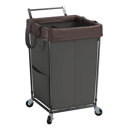 160L Rolling Laundry Hamper with Wheels and Handle, Rolling Laundry Basket - color: Black, size: 160L-with handle