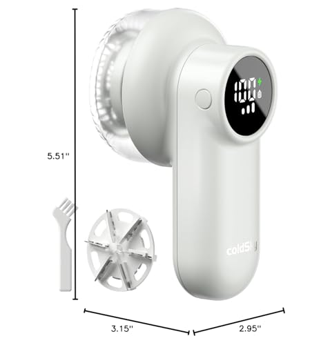 coldSky Rechargeable Fabric Shaver, Lint Shaver with Digital Display, Sweater Shaver with 6-Leaf Blades and Safety Lock, 3-Speeds Defuzzer Remove Fuzz, Pills from Clothes, Furniture, Sofa, Light Grey - color: Light Grey