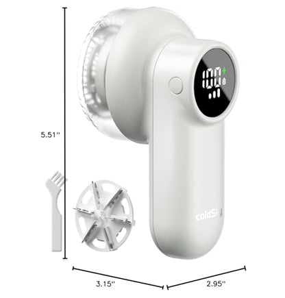 coldSky Rechargeable Fabric Shaver, Lint Shaver with Digital Display, Sweater Shaver with 6-Leaf Blades and Safety Lock, 3-Speeds Defuzzer Remove Fuzz, Pills from Clothes, Furniture, Sofa, Light Grey - color: Light Grey