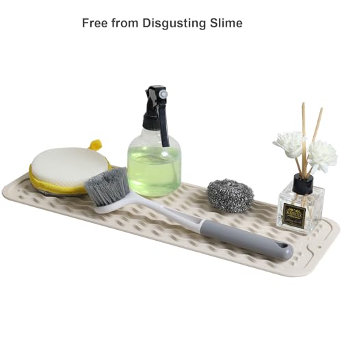 ZLR Small Dish Drying Mat for Kitchen Counter, 6"x17", Cassava White - color: Cassava White, size: 17" x 6"