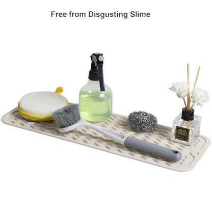ZLR Small Dish Drying Mat for Kitchen Counter, 6"x17", Cassava White - color: Cassava White, size: 17" x 6"