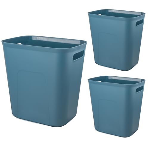 UUJOLY Plastic Small Bathroom Trash Can, 3.5 Gallon, Bluish Green, 3 Pack - color: Bluish Green, size: 3.5 Gallon/3 Pack