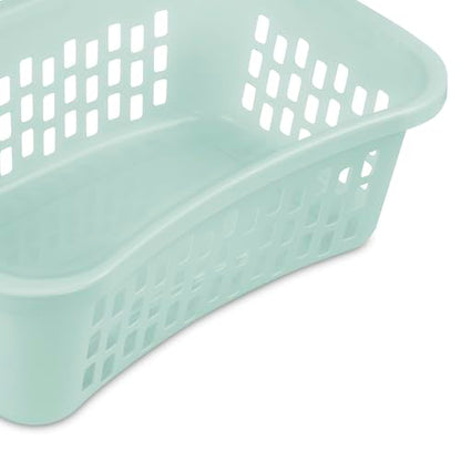 Sterilite HipHold Laundry Basket, Plastic Rectangle Clothes Hamper, 6 Pack - color: Mint, size: 1.5 Bushel (6 Pack)