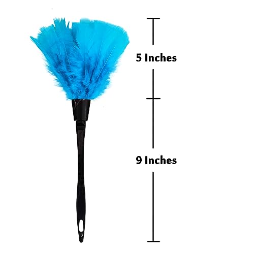 Turkey Feather Dusters for Car Blinds Kitchen Keyboard Office, Eco-Friendly Reusable （2 pcs Blue） - color: Blue