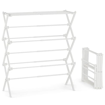 Foldable Clothes Drying Rack, Reinforced Joints, White - color: White, size: 29"W x 12"D x 35.5"H