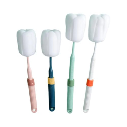 Dishwashing Foam Sponges Brush Telescopic Long Handle Scrubbing Brushes Clean Dishes, Sinks,Cookware,Coffee Glasses Pot Milk Cup Mugs Wine Bottle (4pcs) - size: 4 Sponge Brush