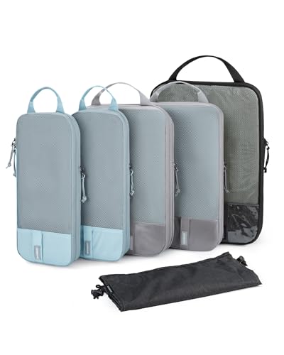 BAGSMART Compression Packing Cubes for Travel Essentials - color: Mix-Stormbreak, size: Set of 6