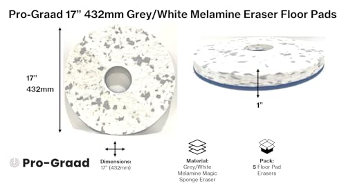 17” 432mm Grey/White Melamine Eraser Floor Pad, 68552, 5 Pack - size: 17" (432mm)