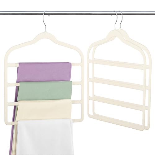 Velvet Pant Clothes Hanger Space Saving Non Slip Hanger Jean Slack Hangers - color: Beige