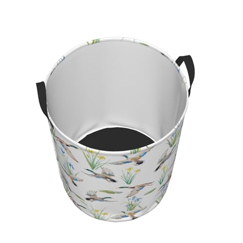 Laundry Basket Watercolor Mallard Duck Room Decor,Round Laundry Hamper Waterproof Dirty Clothes Hamper Collapsible Laundry Baskets With Handles,Toy/Clothes Storage Basket For Home Dorm Bathroom Decor - color: Watercolor Mallard Duck