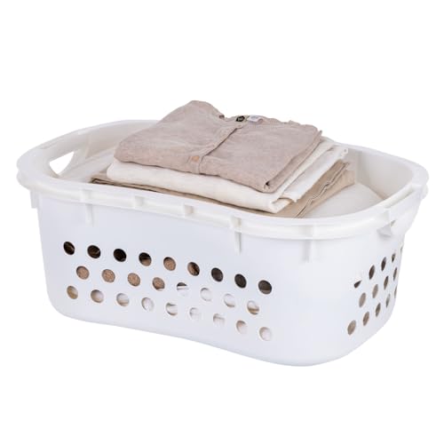 IRIS USA Plastic Laundry Basket 1.5 Bushel (50L), Built-In Handles, White - color: White, size: 50L - 1 Pack