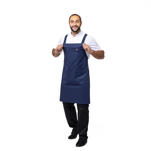 Aquasafe Water-Repellent Cross-Back Bib Apron - Unisex One Size - color: Blue
