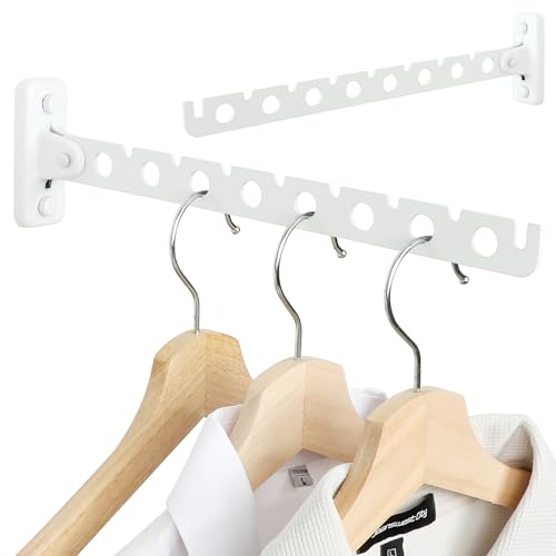 Alise Clothes Drying Racks Wall Mounted Coat Hangers,White,2 Pcs - color: White, size: (2 Pack)1008 8-Holes