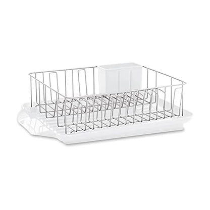 Farberware Classic Large Rust Resistant Full Dishrack with Removable 3 Compartment Flatware Caddy, Andlged Drain Board, 3-Piece, White - color: White
