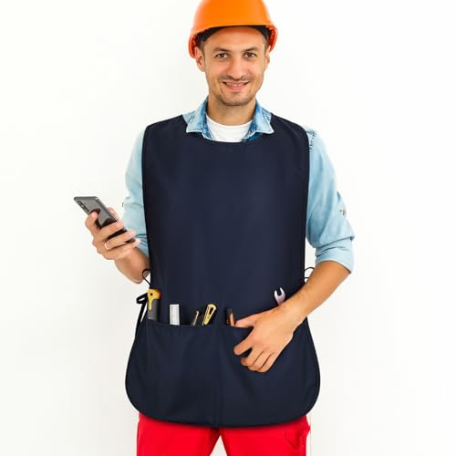 TFTAFAN Cobbler Apron Unisex Waterproof Apron with 2 Deep Pockets Art Smock for Painting Cleaning Artiest Apron work kitchen - color: Black,maroon and Navy Blue