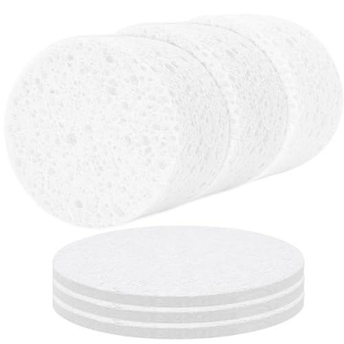 3-Pack Large Sponge, Kitchen Sponges, Handy Sponges, Cellulose Sponges, Dish Washing Sponge, Natural Sponge, Car Washing Sponge, Eco Friendly Sponge (Round, 4" X 4" X 2"), White - color: B-white