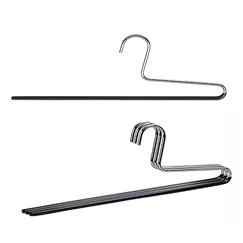 Mawa by Reston Lloyd Trouser Series Non-Slip Space-Saving Clothes Hanger with Single Rod for Pants, Style KH/1, Set of 4, Black - color: Set of 4, size: Black