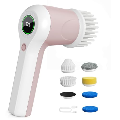 PUFTEM Electric Spin Scrubber, Cordless Shower Scrubber, Pink - color: Pink