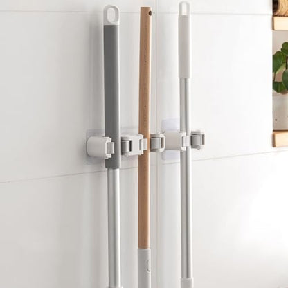 Broom Holder Wall Mount Self Adhesive, No-Drill Mop Grip Double Clip - size: 1 Double clip