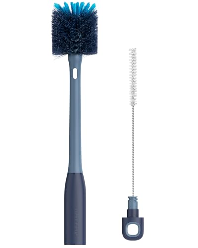 ROSEOK 2 in 1 Bottle Brush with Straw Cleaner Brush, Water Bottle Brush - color: Grayish Blue, size: 1pcs