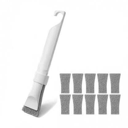 Crevice Cleaning Brush with 10 Replacement Scouring Pads, Deep Detail Scrubbing Tool for Window Track, Sliding Door Rail, Tile Grout, Shower - color: Gray Brushes+10 Clothes